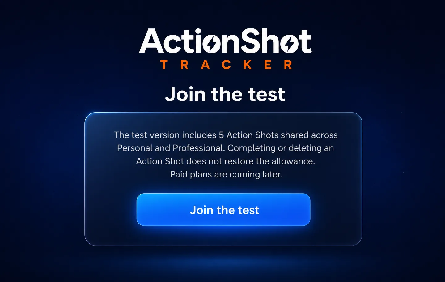 ActionShot Tracker pre-launch testing
