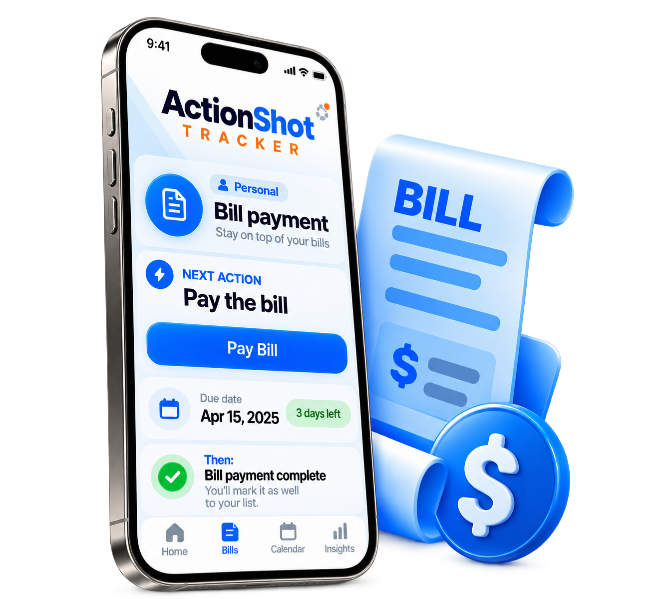 Bill payment ActionShot Tracker scenario